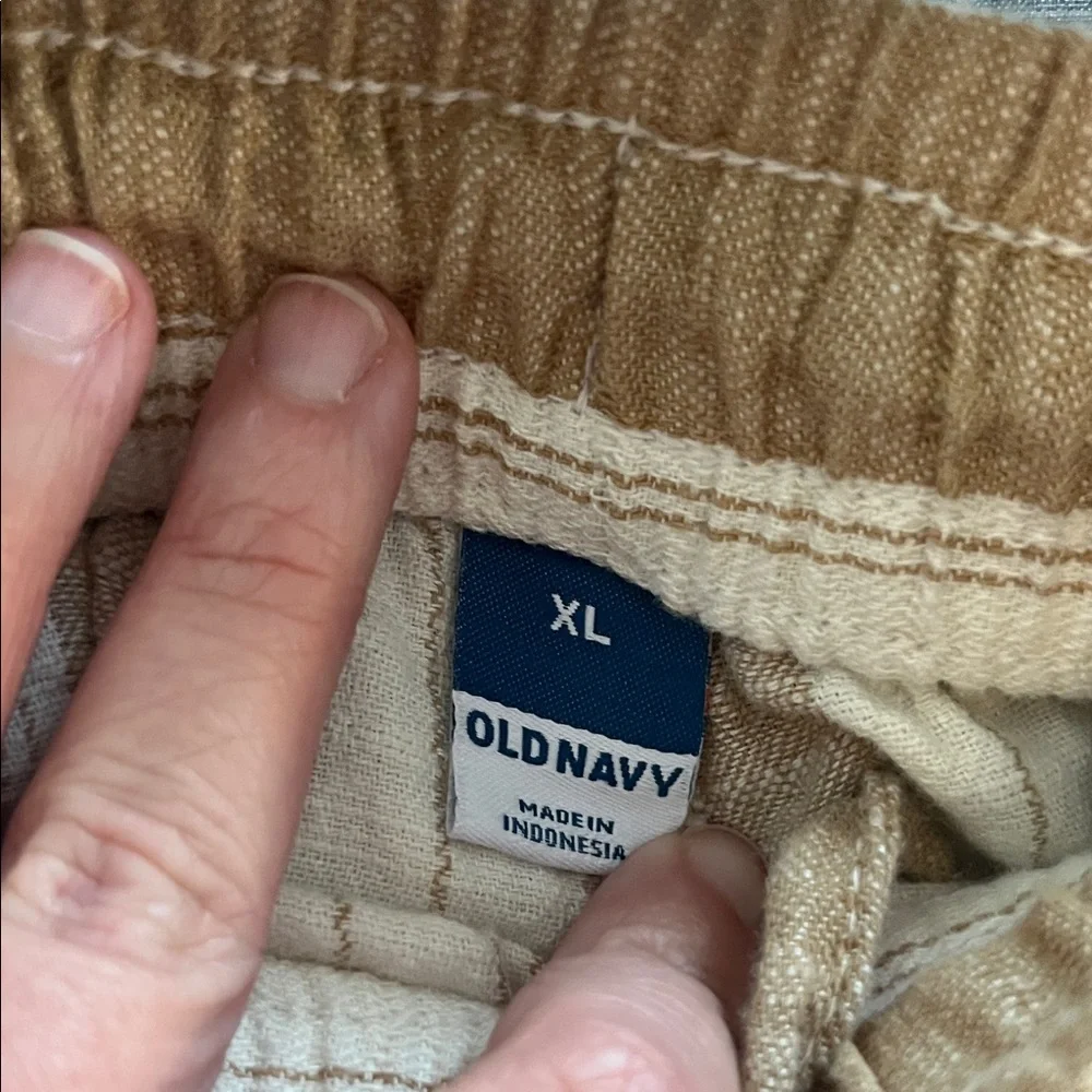 Old Navy Women’s Brown and White Wide Leg Linen Pants - Picture 2 of 2